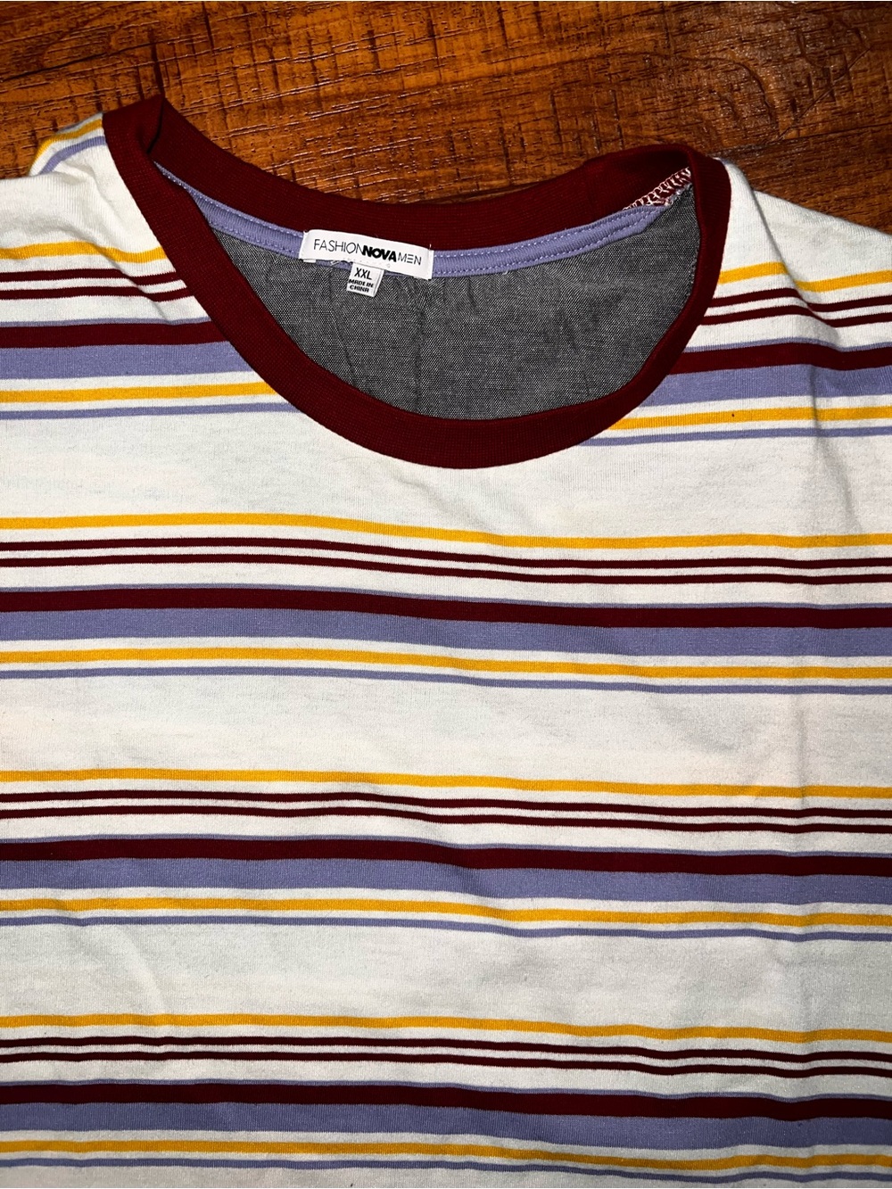 Striped Knit Top in White, Maroon, Mustard & Lavender